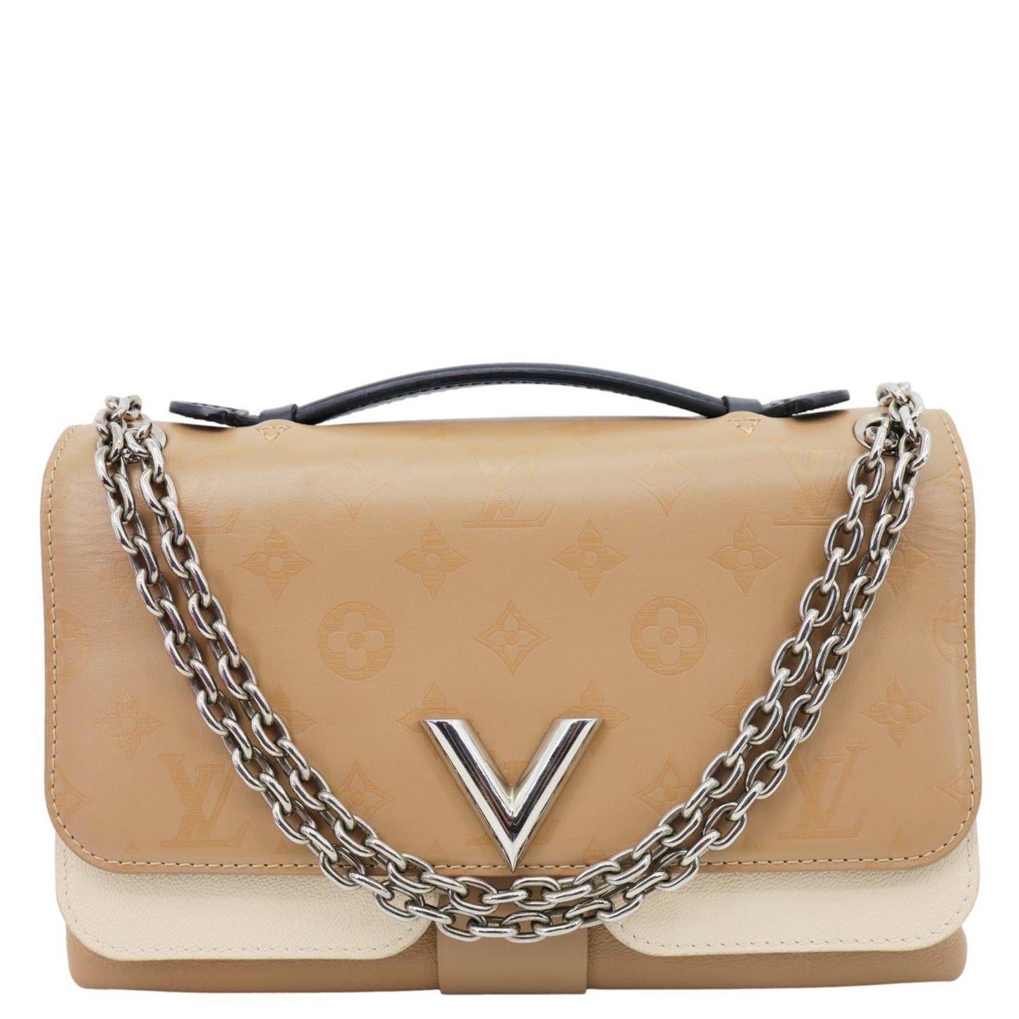 LOUIS VUITTON Very Chain Monogram Cuir Plume Ecume Shoulder Bag Brown