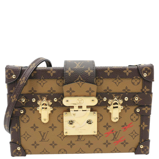 LOUIS VUITTON Petite Malle Monogram Reverse Canvas Shoulder Bag Brown