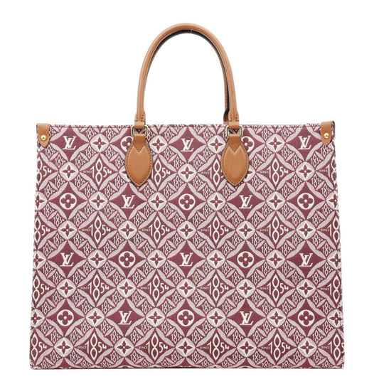 LOUIS VUITTON Since 1854 Onthego GM Jacquard Shoulder Bag Red