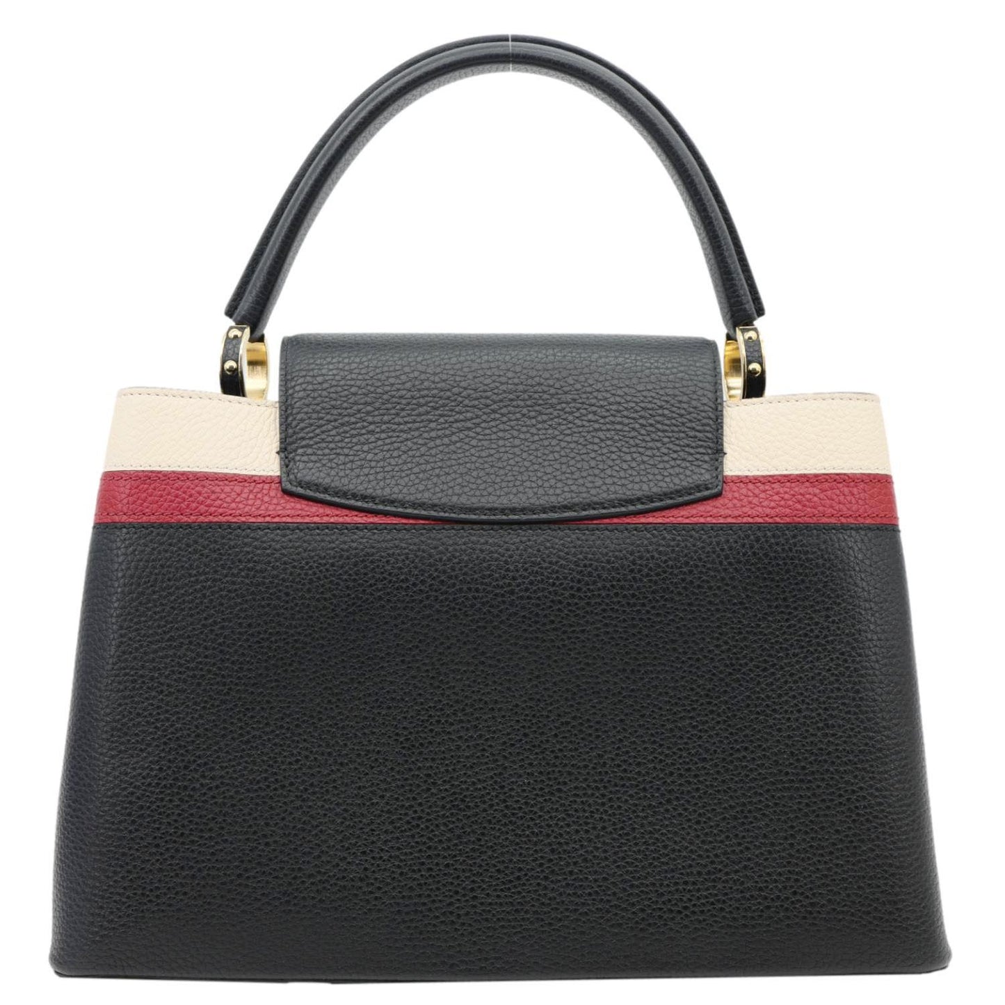 LOUIS VUITTON Capucines MM Taurillon Leather Satchel Bag Black