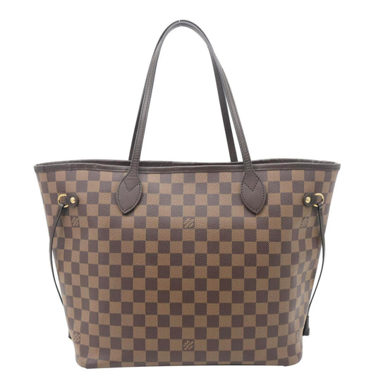 LOUIS VUITTON Neverfull MM Damier Ebene Tote Bag Red