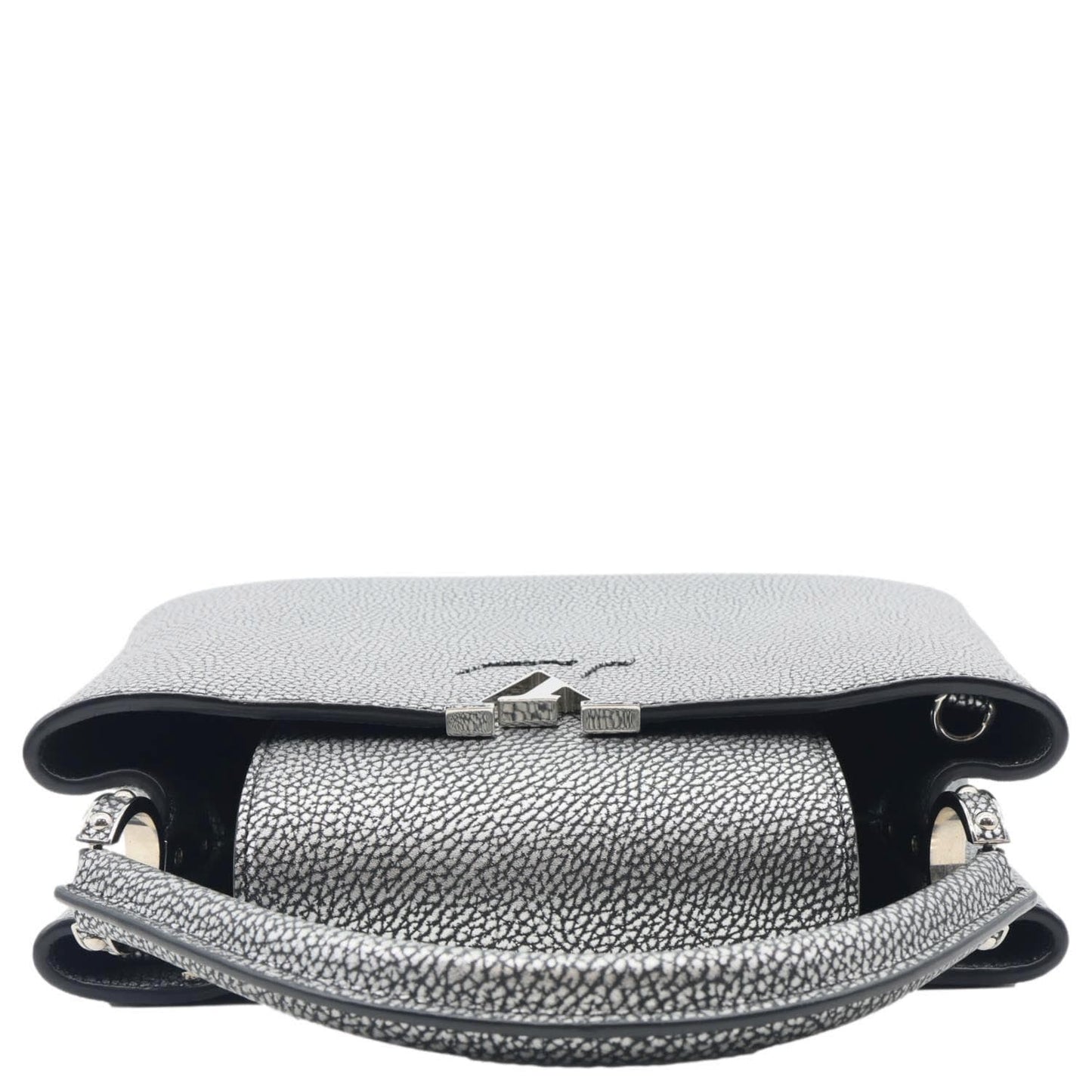 LOUIS VUITTON Capucines PM Chrome Taurillon Metallic Leather Crossbody Bag Silver