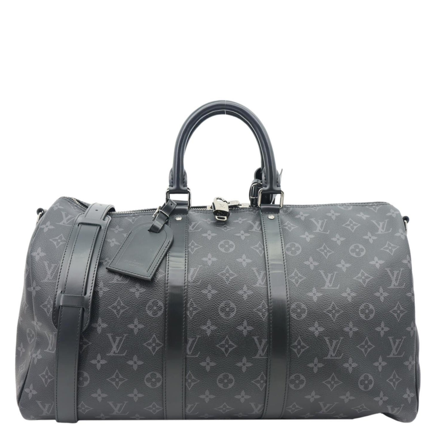 LOUIS VUITTON Keepall 45 Bandouliere Monogram Eclipse Travel Bag Black