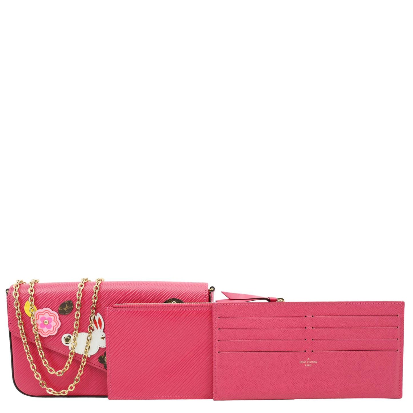 LOUIS VUITTON Felicie Pochette Easter Bunny Epi Leather Crossbody Bag Pink