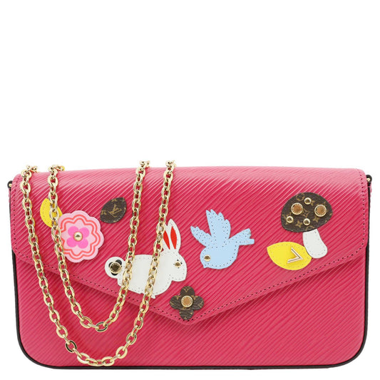 LOUIS VUITTON Felicie Pochette Easter Bunny Epi Leather Crossbody Bag Pink