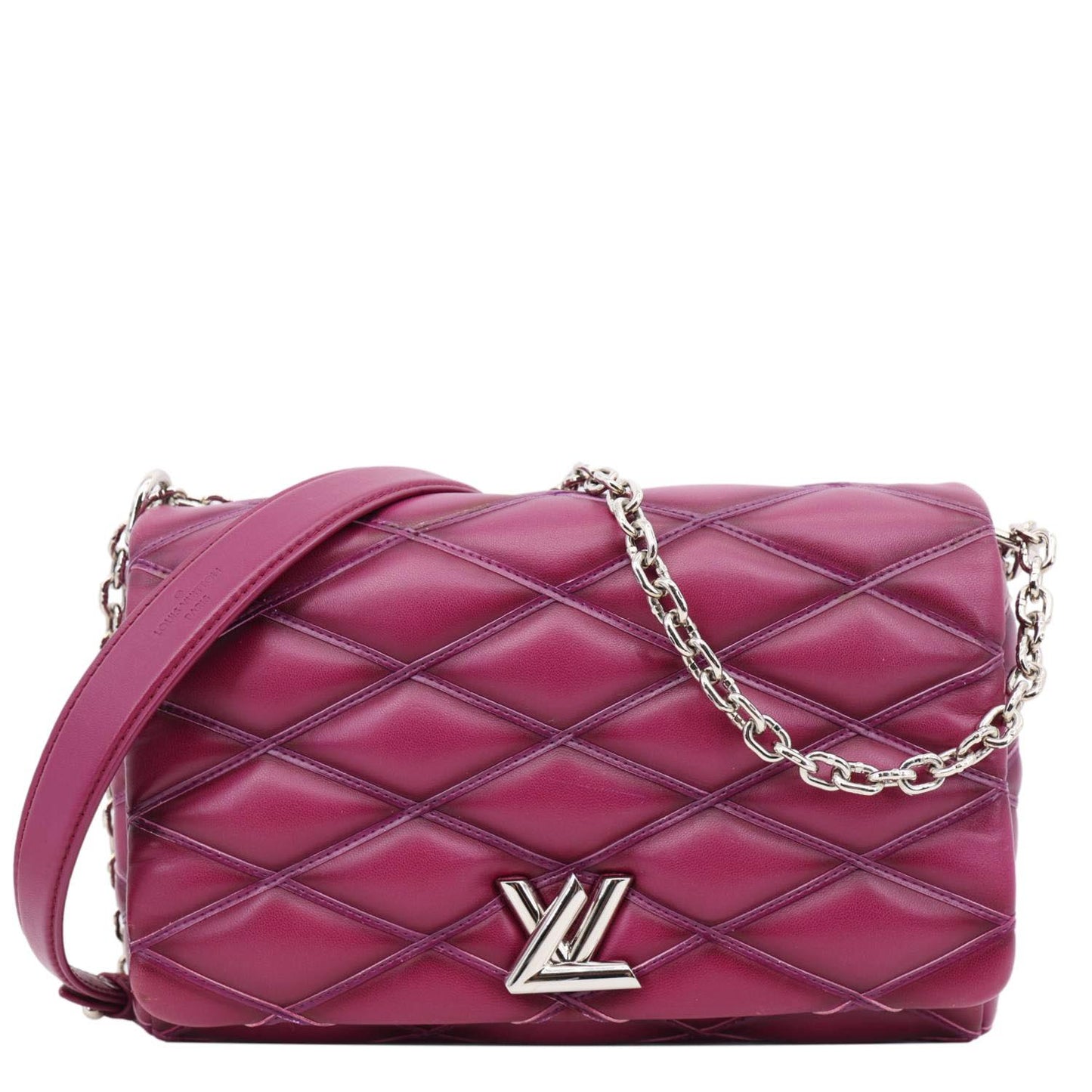 LOUIS VUITTON GO 14 MM Malletage Quilted Lambskin Leather Crossbody Bag Burgundy