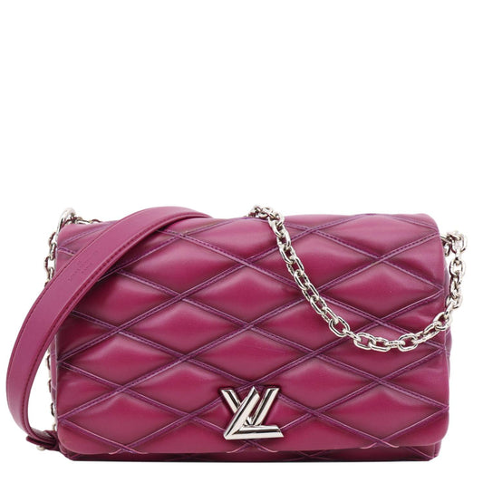 LOUIS VUITTON GO 14 MM Malletage Quilted Lambskin Leather Crossbody Bag Burgundy