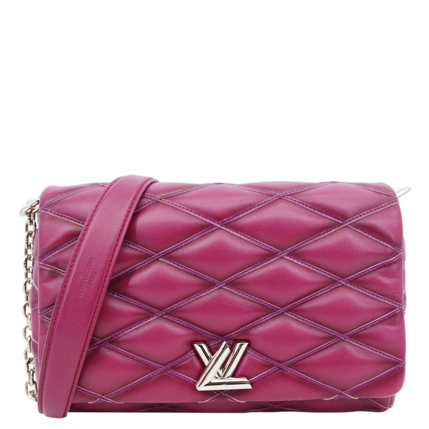 LOUIS VUITTON GO 14 MM Malletage Quilted Lambskin Leather Crossbody Bag Burgundy