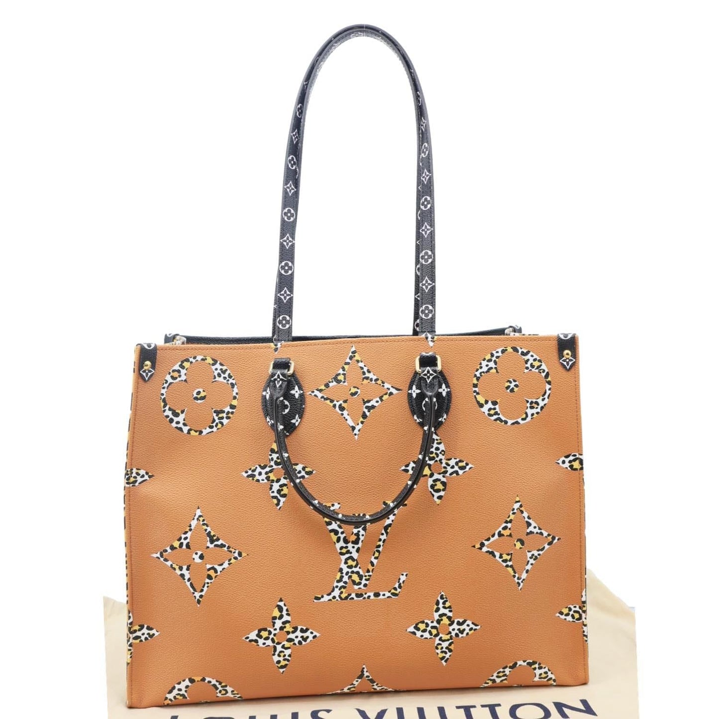 LOUIS VUITTON Onthego Jungle GM Giant Monogram Canvas Tote Shoulder Bag Black