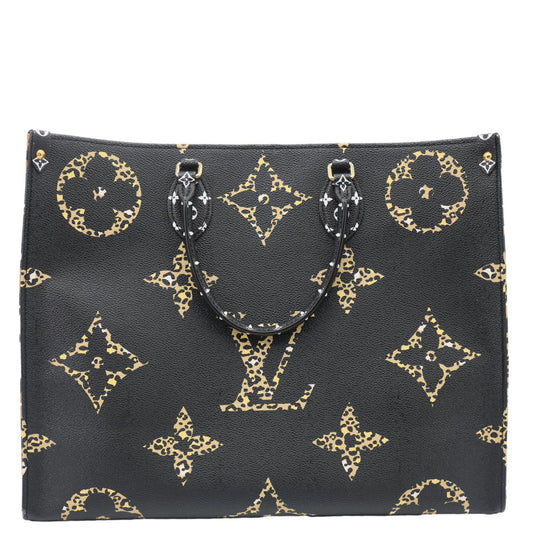 LOUIS VUITTON Onthego Jungle GM Giant Monogram Canvas Tote Shoulder Bag Black
