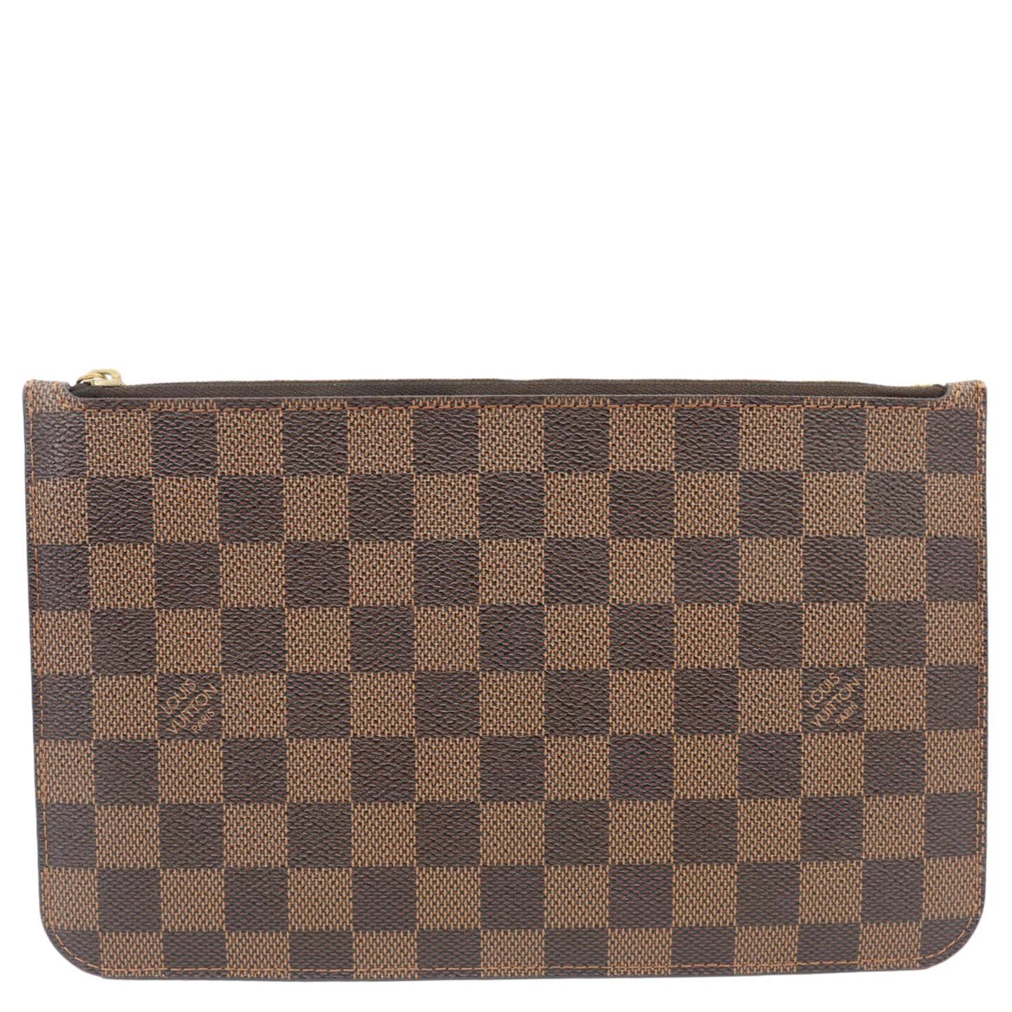 LOUIS VUITTON Neverfull Damier Ebene Wristlet Pouch Brown