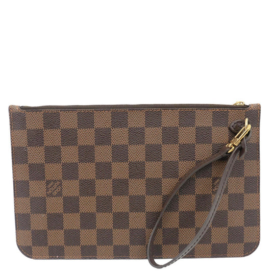 LOUIS VUITTON Neverfull Damier Ebene Wristlet Pouch Brown