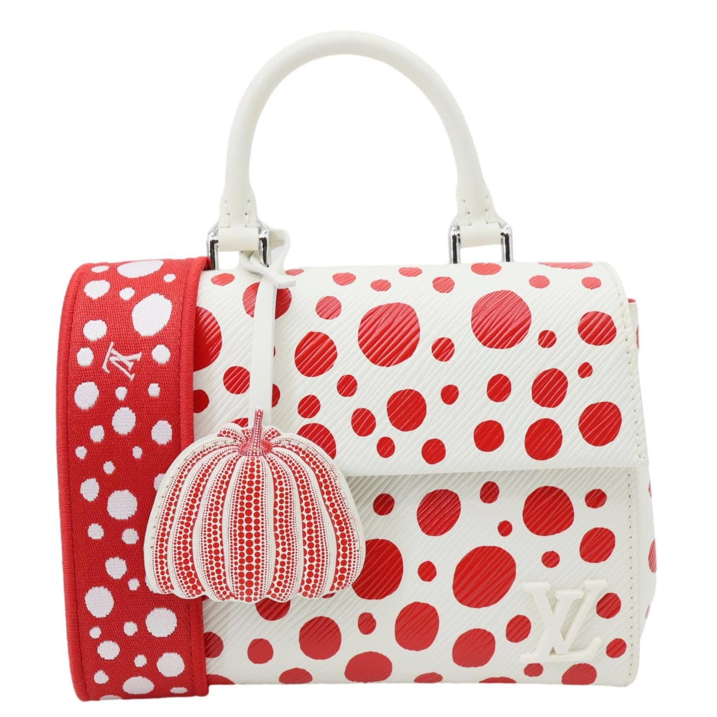 LOUIS VUITTON LV x YK Cluny Mini Monogram Kusama Epi Leather Shoulder Bag Red