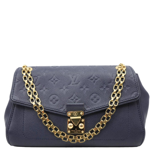 LOUIS VUITTON Saint Germain PM Monogram Empreinte Leather Shoulder Bag Navy Blue