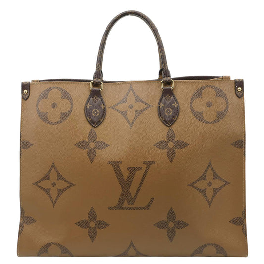 LOUIS VUITTON Onthego GM Giant Monogram Reverse Canvas Tote Bag Brown