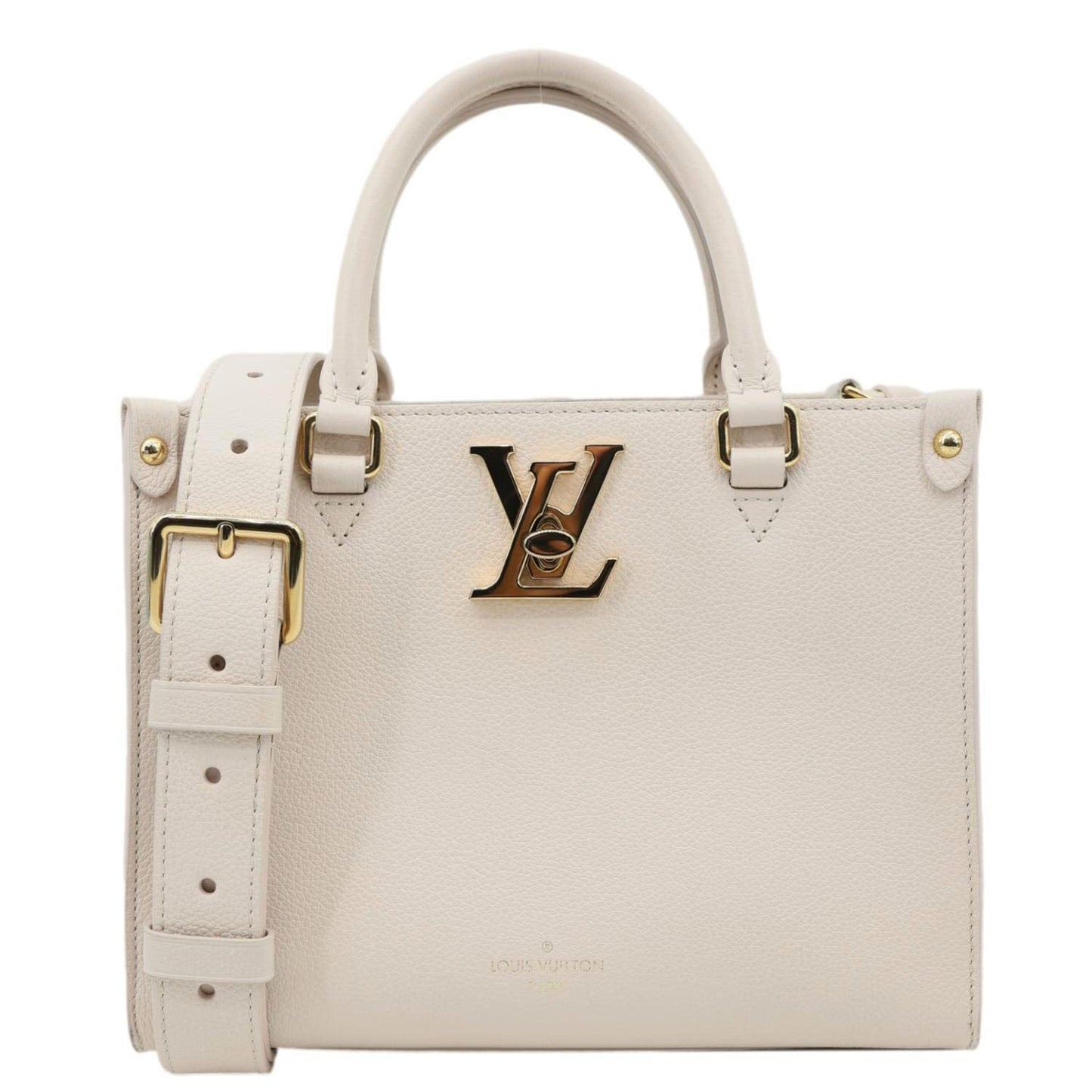 LOUIS VUITTON Lock Go Grained Calf Leather Shoulder Bag Quartz
