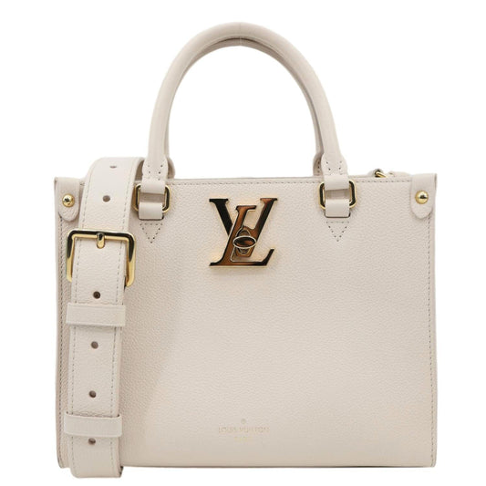 LOUIS VUITTON Lock Go Grained Calf Leather Shoulder Bag Quartz