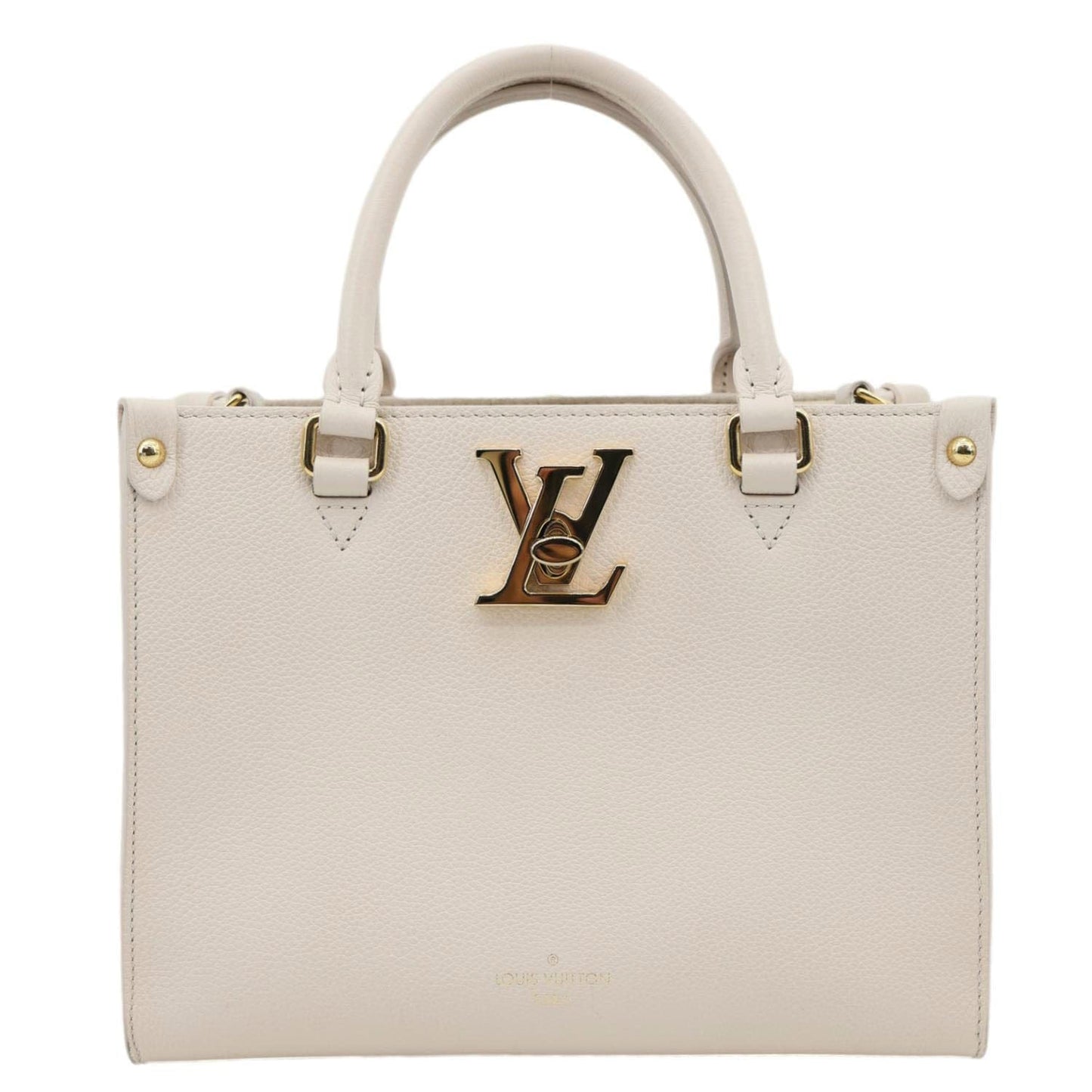 LOUIS VUITTON Lock Go Grained Calf Leather Shoulder Bag Quartz