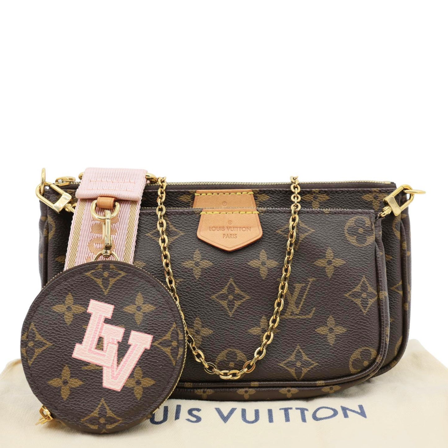 LOUIS VUITTON Multi Pochette Accessoires Monogram Canvas Crossbody Bag Brown