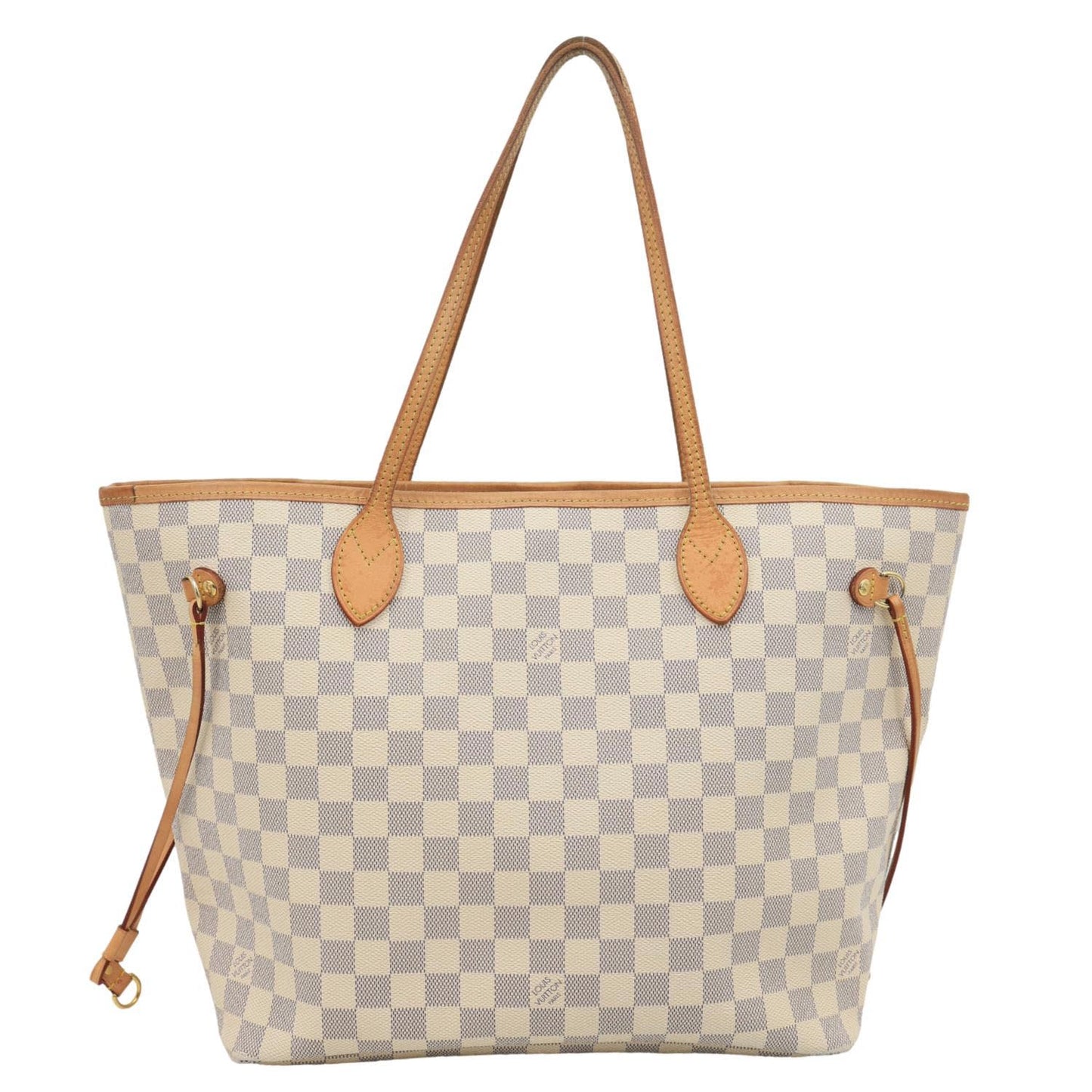 LOUIS VUITTON Neverfull MM Damier Azur Tote Shoulder Bag Rose Ballerine