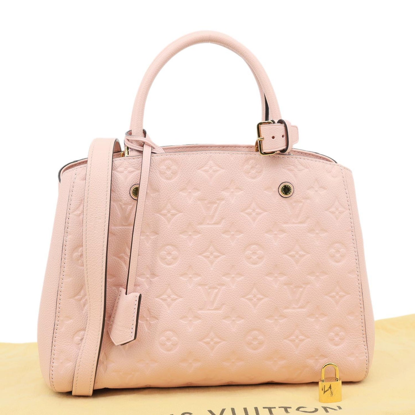 LOUIS VUITTON Montaigne MM Monogram Empreinte Shoulder Bag Pink