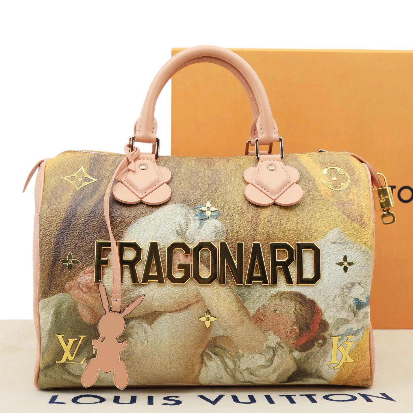 LOUIS VUITTON Speedy 30 Fragonard Coated Canvas Satchel Bag Pink