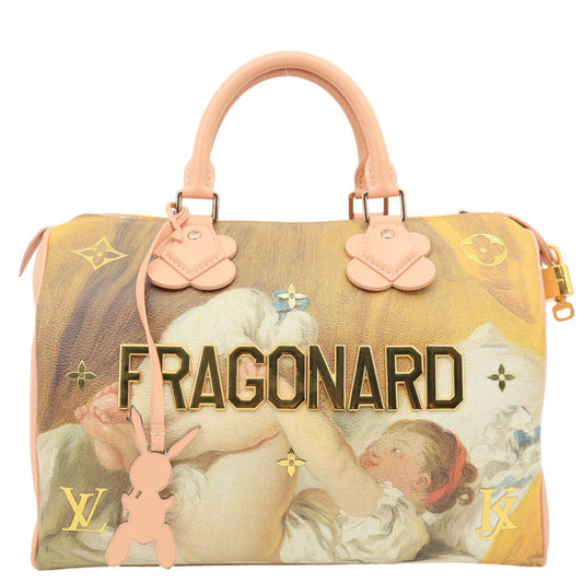 LOUIS VUITTON Speedy 30 Fragonard Coated Canvas Satchel Bag Pink