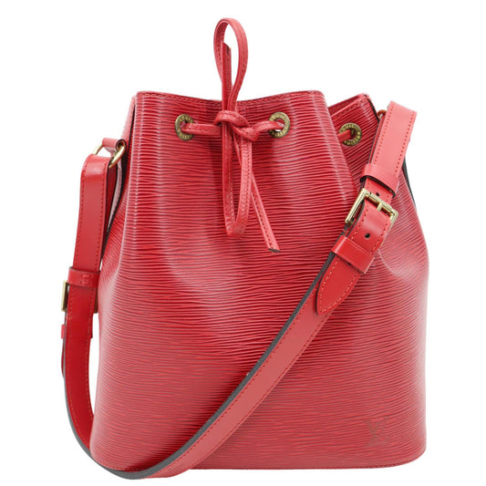 LOUIS VUITTON Petite Noe Epi Leather Shoulder Bag Red