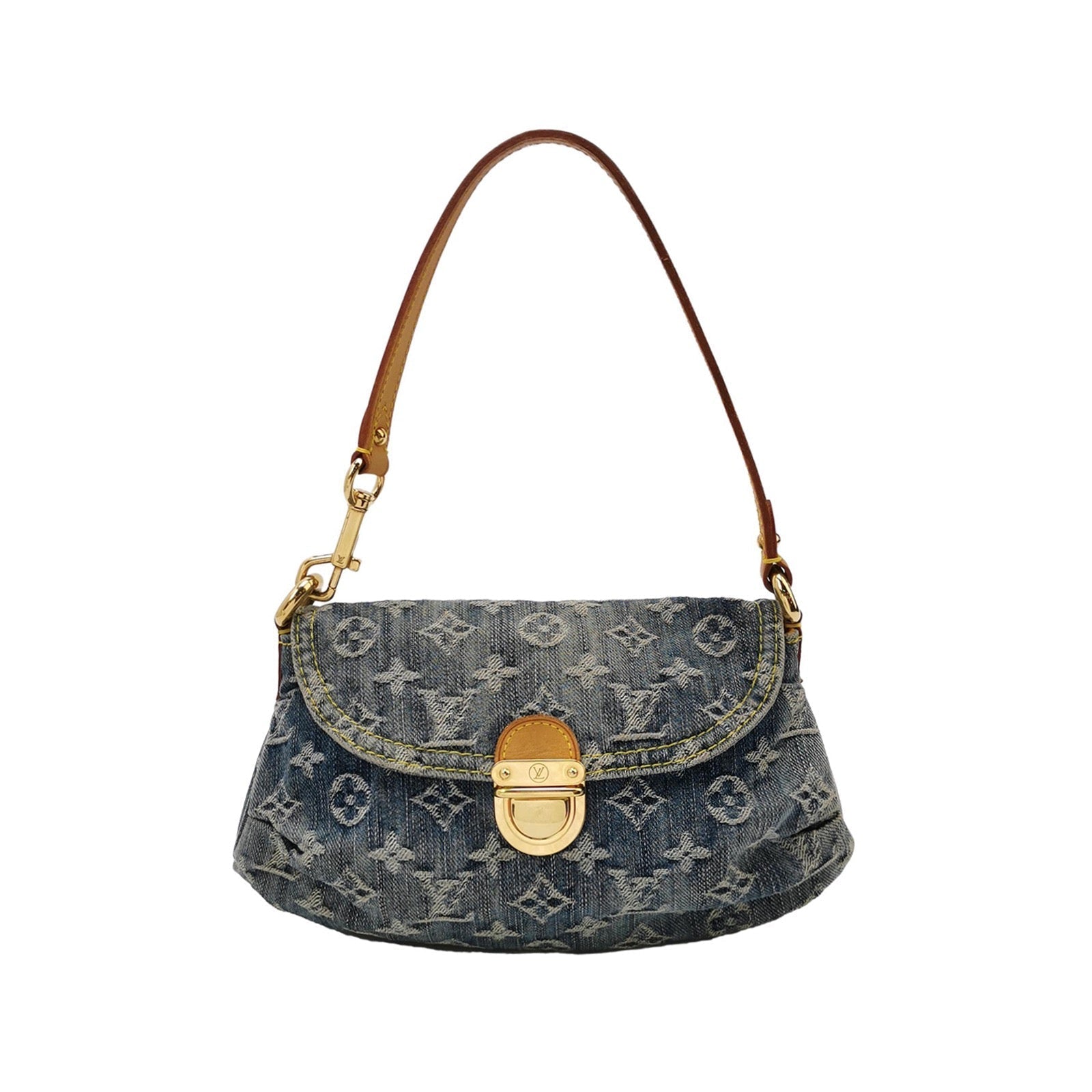 Louis Vuitton Pleaty Blue Denim Monogram Baggy
