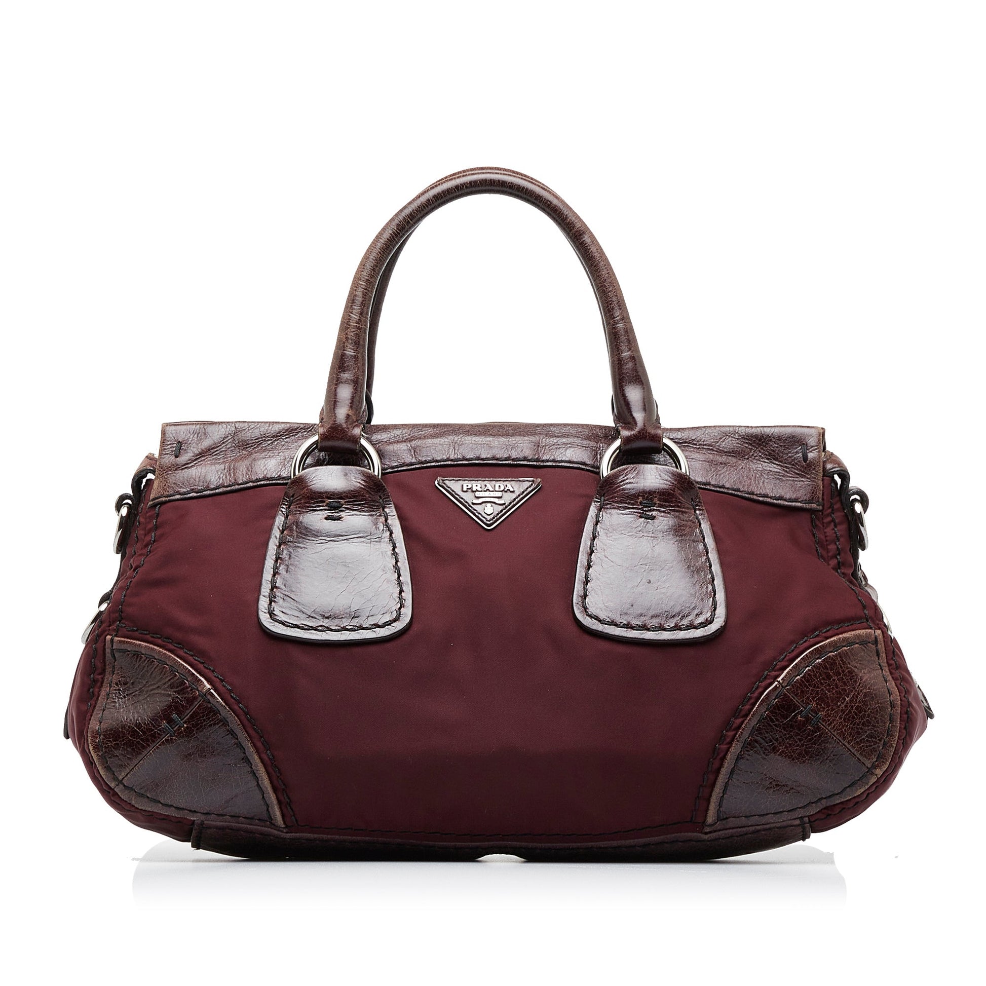 Prada Vitello Trimmed Tessuto Satchel