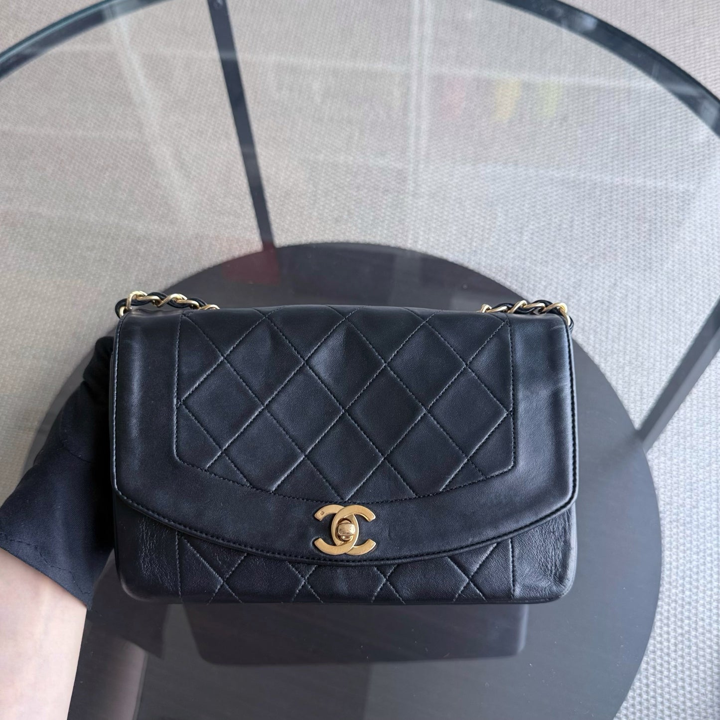 Chanel Diana - Quilted Lambskin Black Gold Hardware Series 2