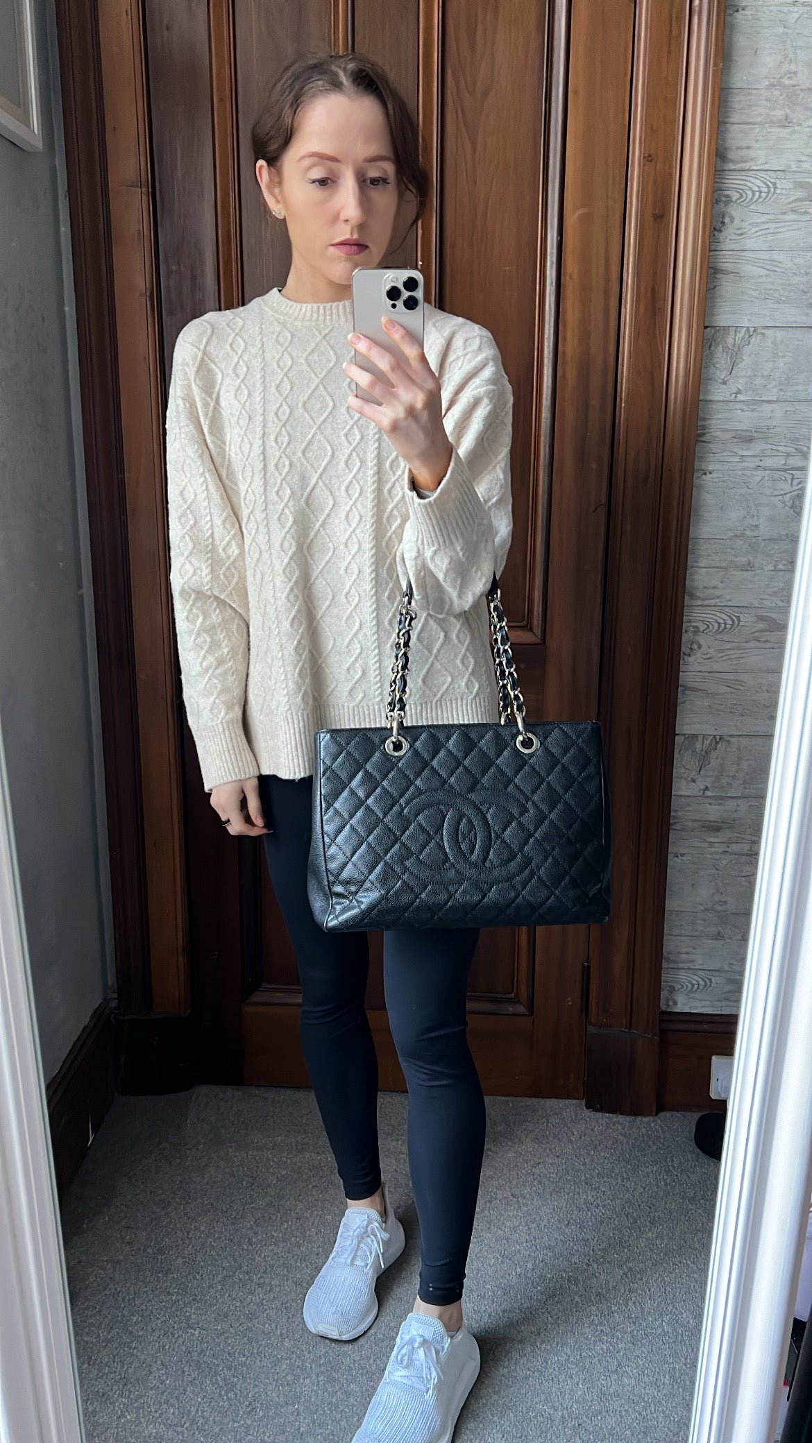 Chanel Black Caviar Grand Shopper Tote Silver Hardware