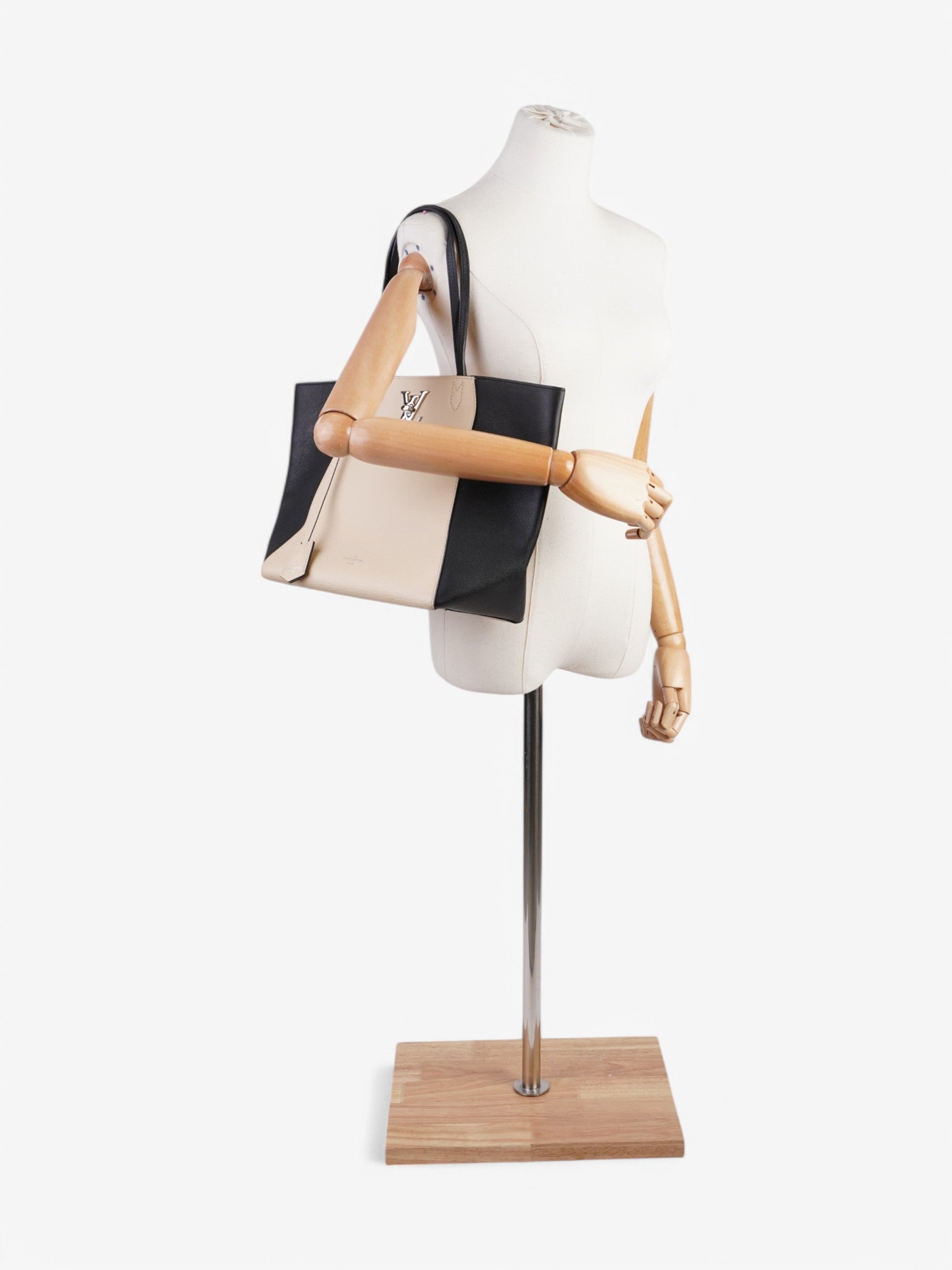 Louis Vuitton Lock Me Tote Beige / Black Calfskin Leather