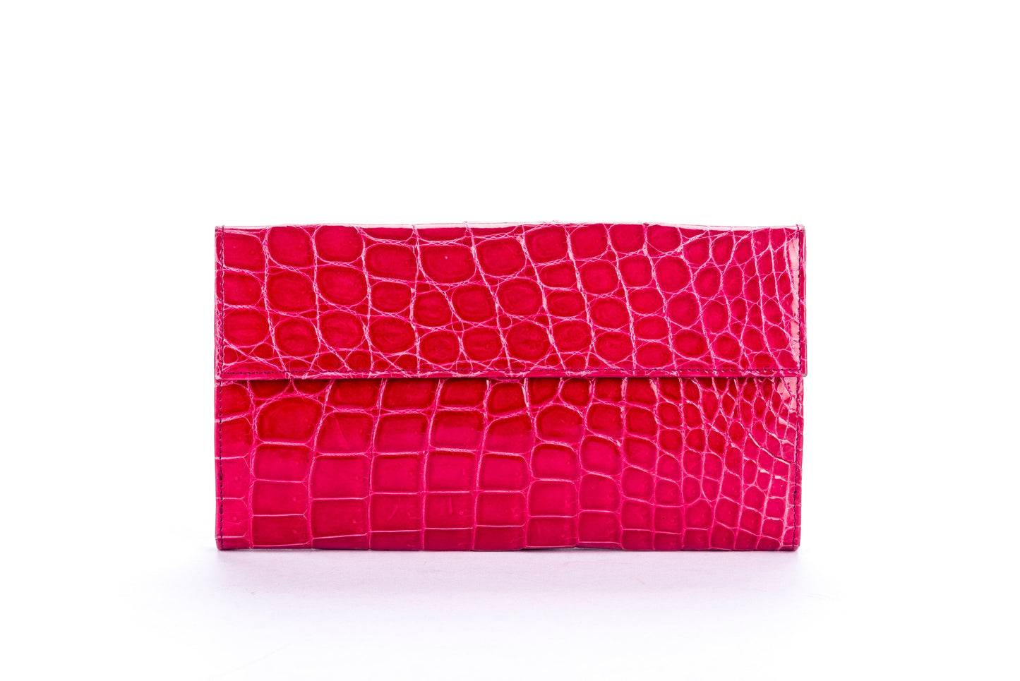Prada Fuchsia Croc Leather Wallet (1M1133) with Card & Box
