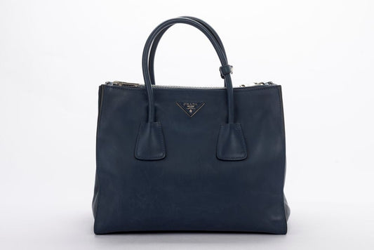 Prada BN2762 Blue Smooth Calf Leather 2 Way  Bag, with Card, Strap & Dust Cover
