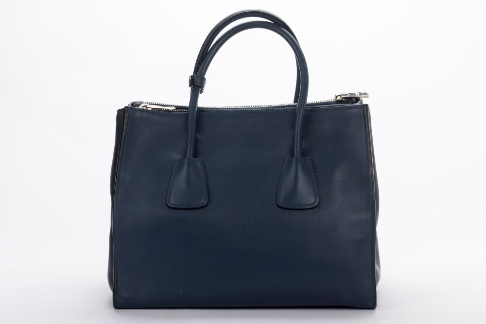 Prada BN2762 Blue Smooth Calf Leather 2 Way  Bag, with Card, Strap & Dust Cover