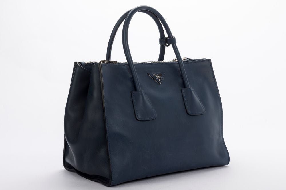 Prada BN2762 Blue Smooth Calf Leather 2 Way  Bag, with Card, Strap & Dust Cover