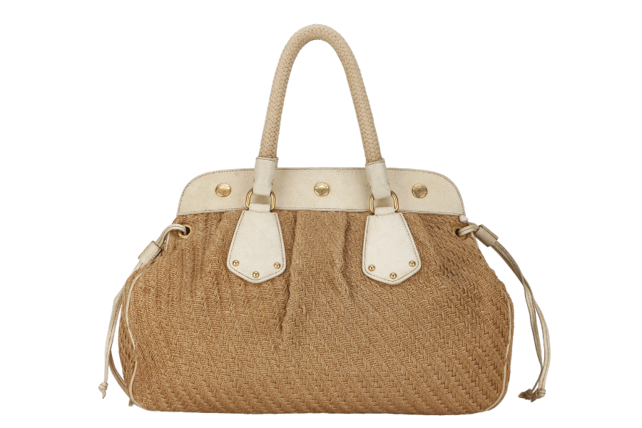PRADA JUTE AND LEATHER BAG NO CARD & DUST COVER