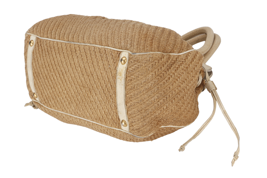 PRADA JUTE AND LEATHER BAG NO CARD & DUST COVER
