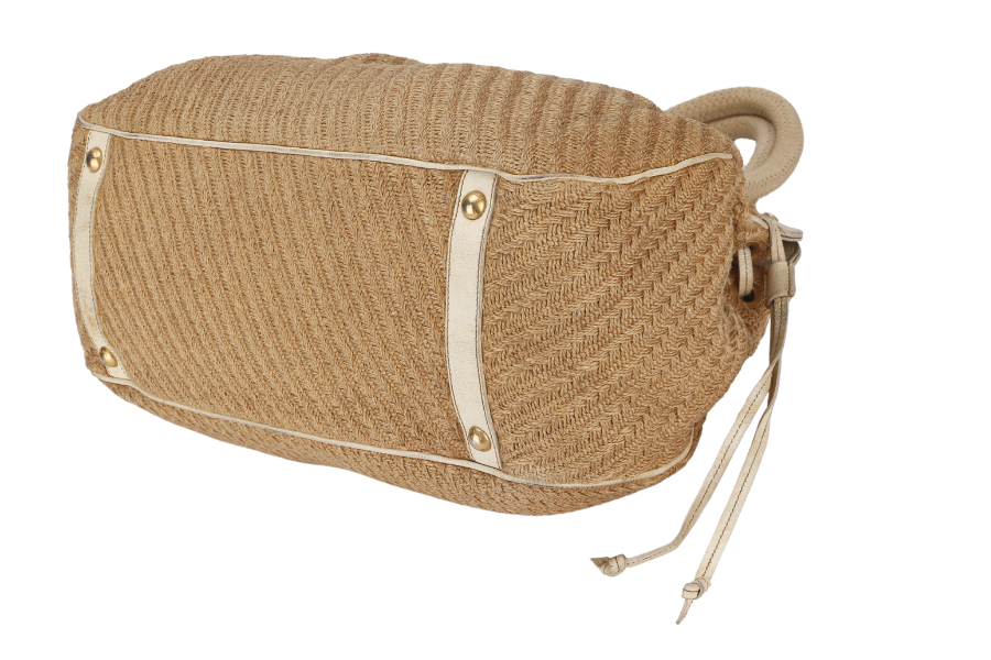 PRADA JUTE AND LEATHER BAG NO CARD & DUST COVER