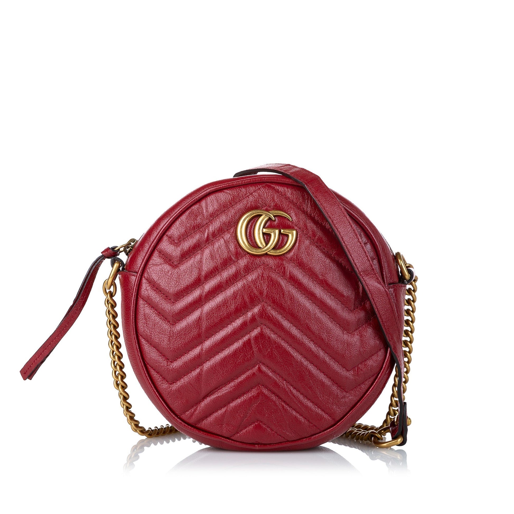 Gucci GG Marmont Red Leather Quilted Crossbody Style 2