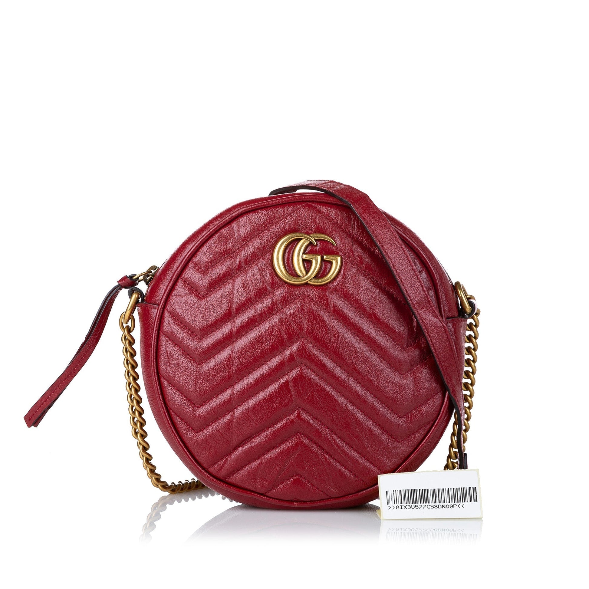 Gucci GG Marmont Red Leather Quilted Crossbody Style 2