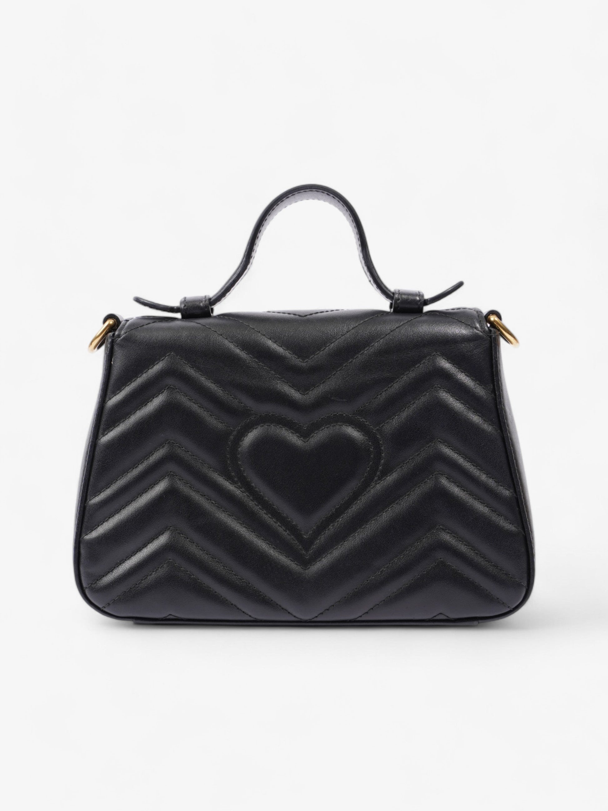 Gucci GG Marmont Top Handle Bag Black Matelasse Leather Mini