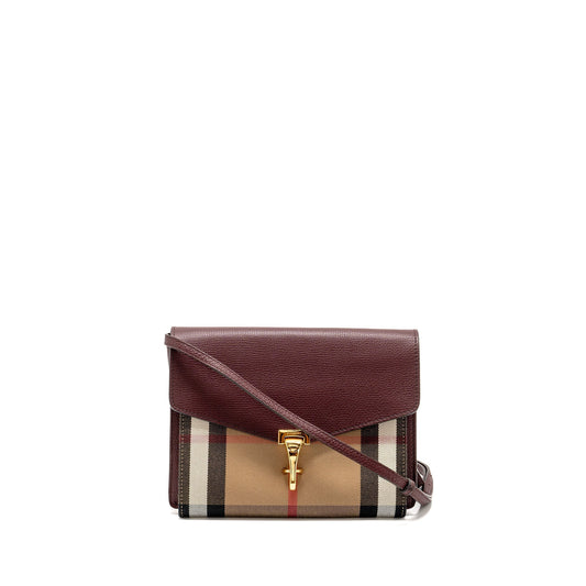 Burberry Ho Check Crossbody Bag Canvas/ Calfskin Leather Multicolour Brown GHW