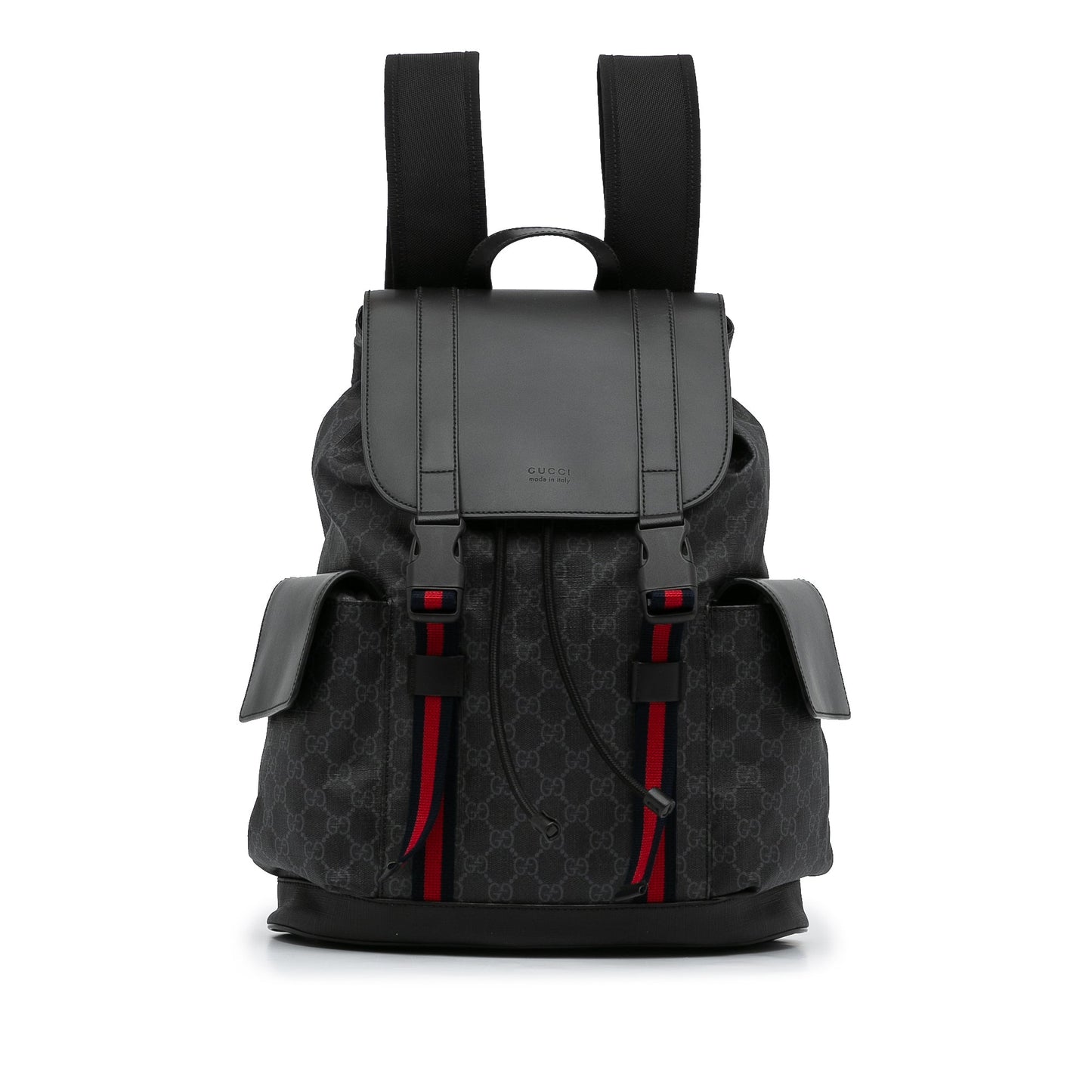 Gucci GG Supreme Black Leather Canvas Backpack
