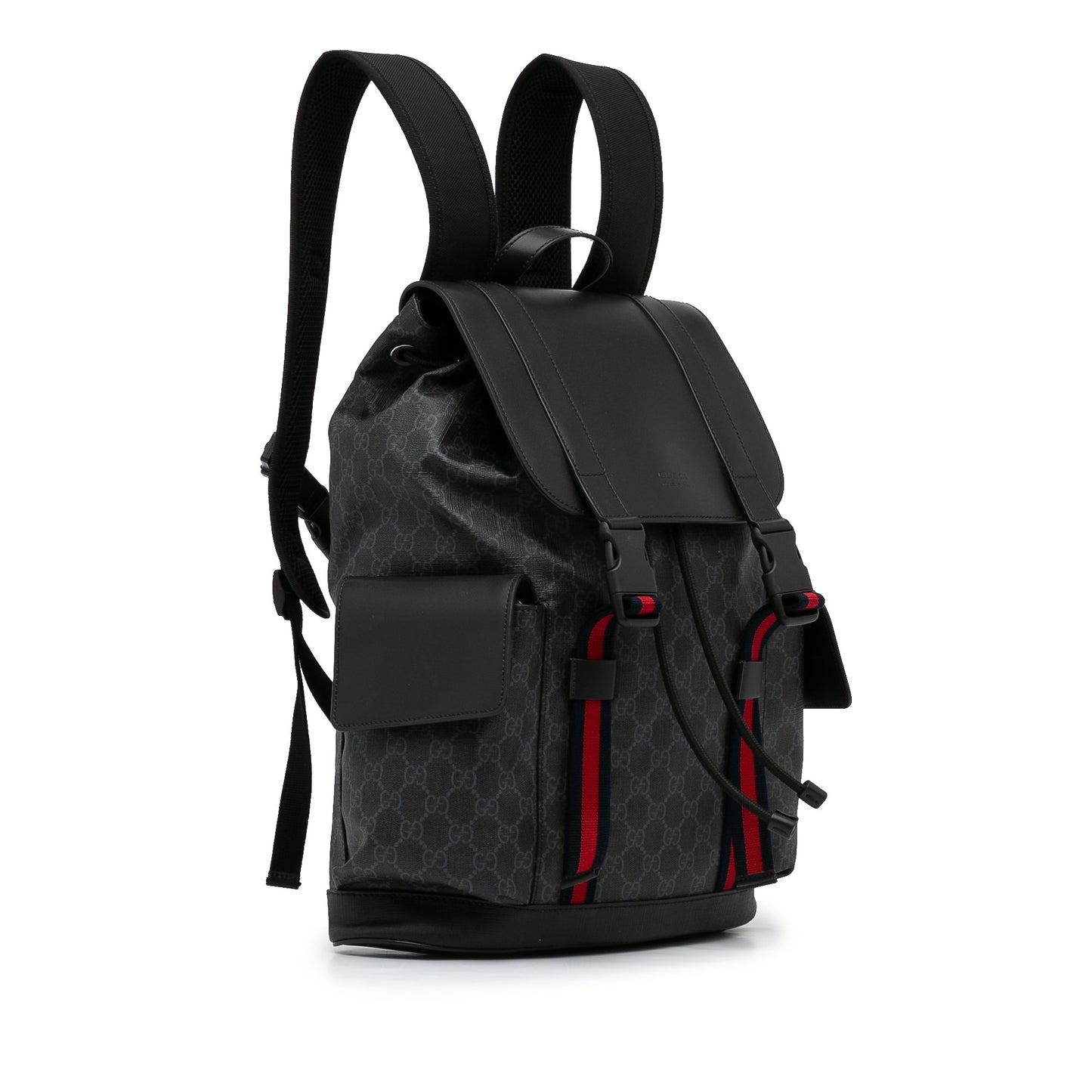 Gucci GG Supreme Black Leather Canvas Backpack