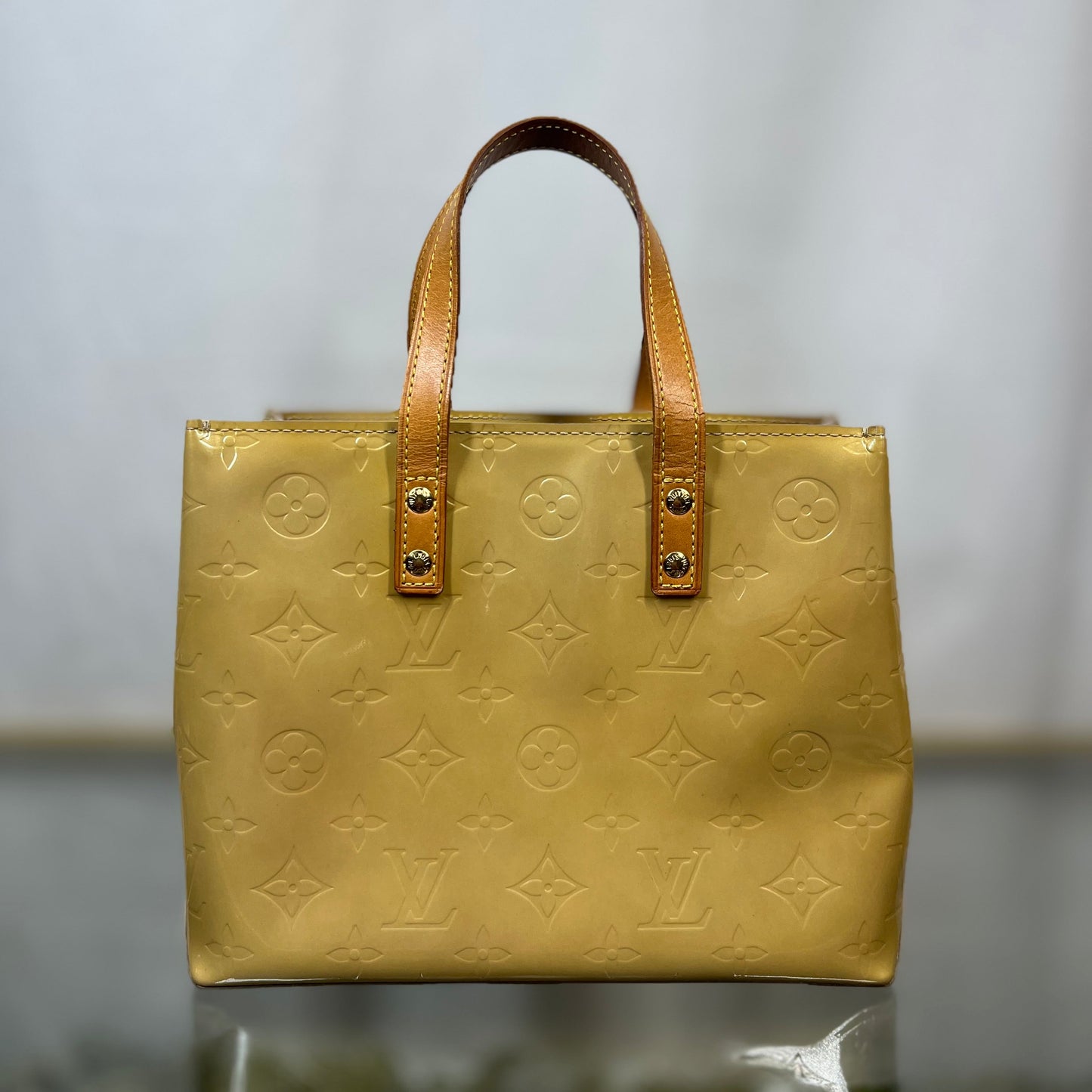 LOUIS VUITTON Reed PM Yellow Beige Top Handle Crossbody