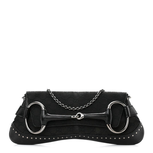 Gucci Horsebit 1955 Cloth Black Monogram Shoulder bag