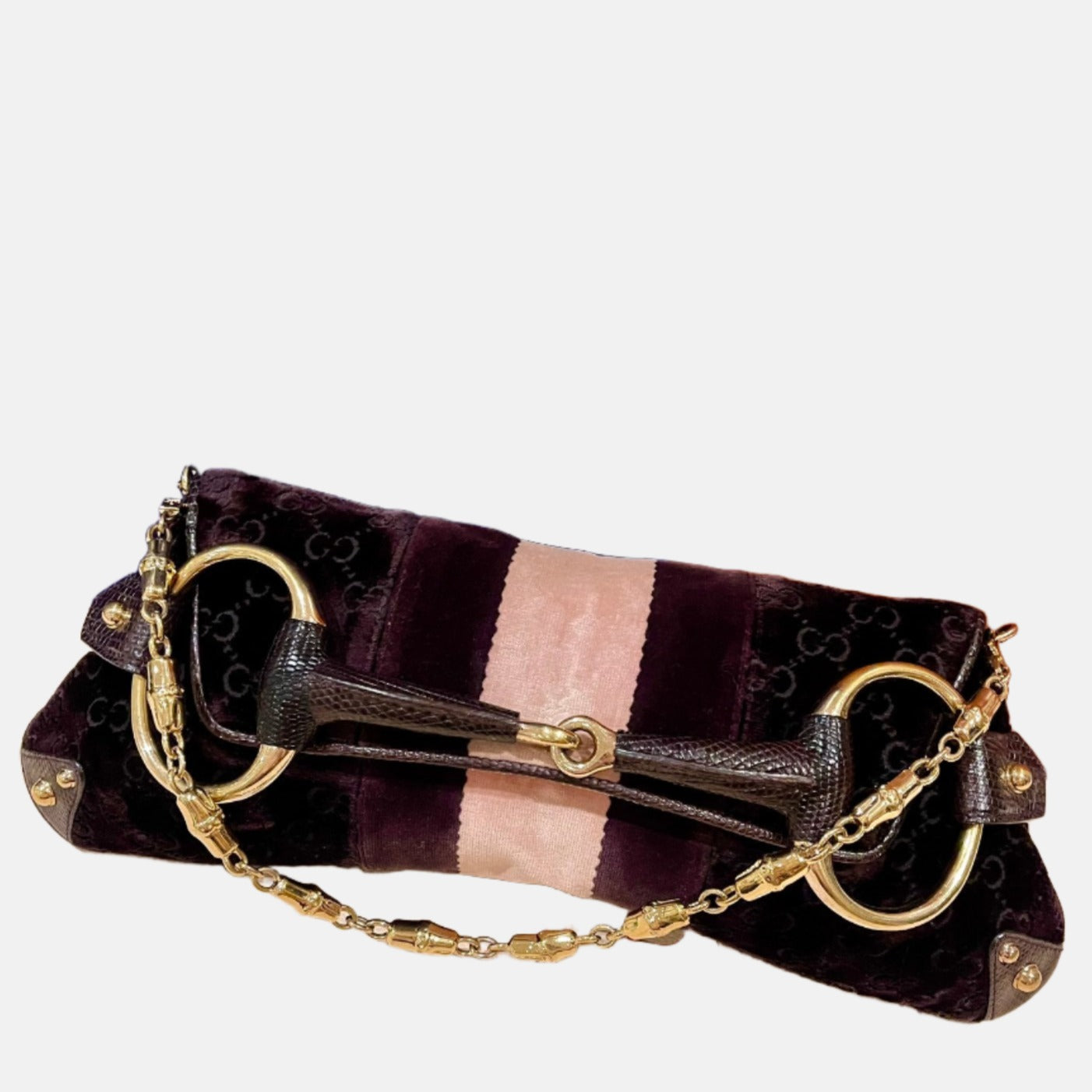 Gucci Horsebit 1955 Large Velvet Purple Shoulder Bag