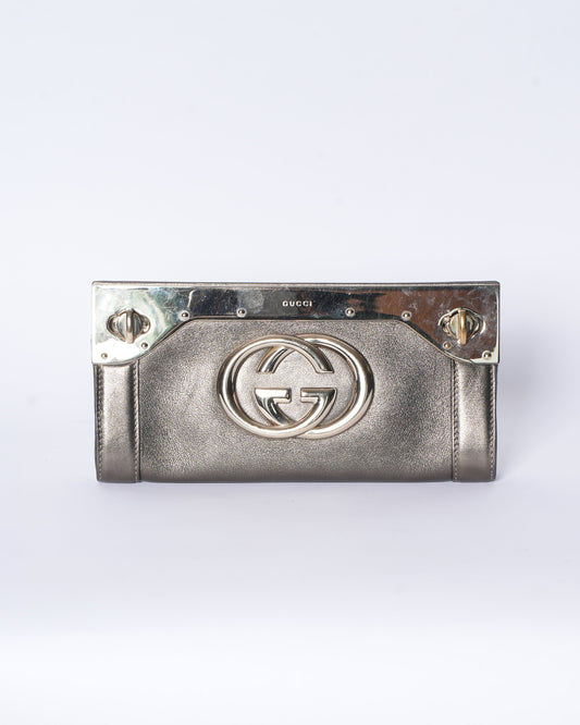 Gucci Lou Twist Leather Clutch